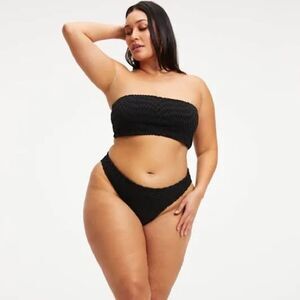 Good American Jacquard Better Bandeau Bikini Swim Top Black 5 US 2XL